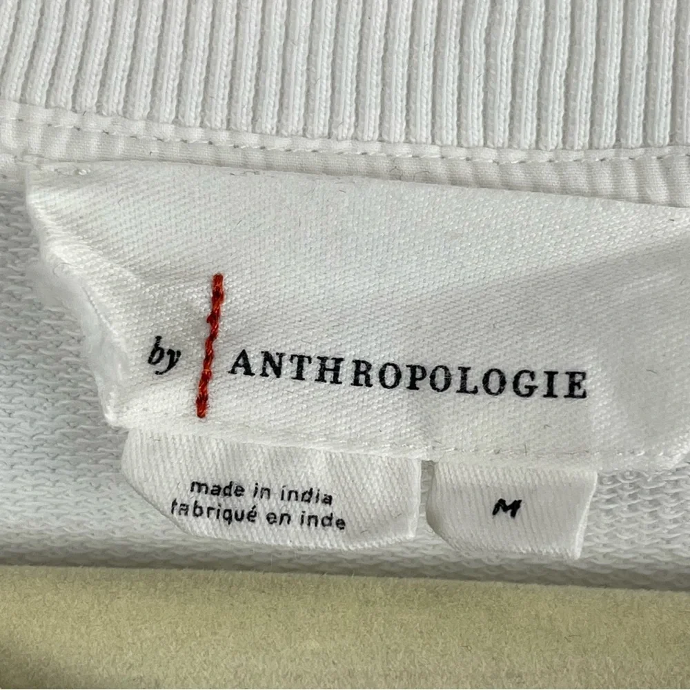 By Anthropologie White Ruffle Sleeve Top Sz M - Picture 11 of 13